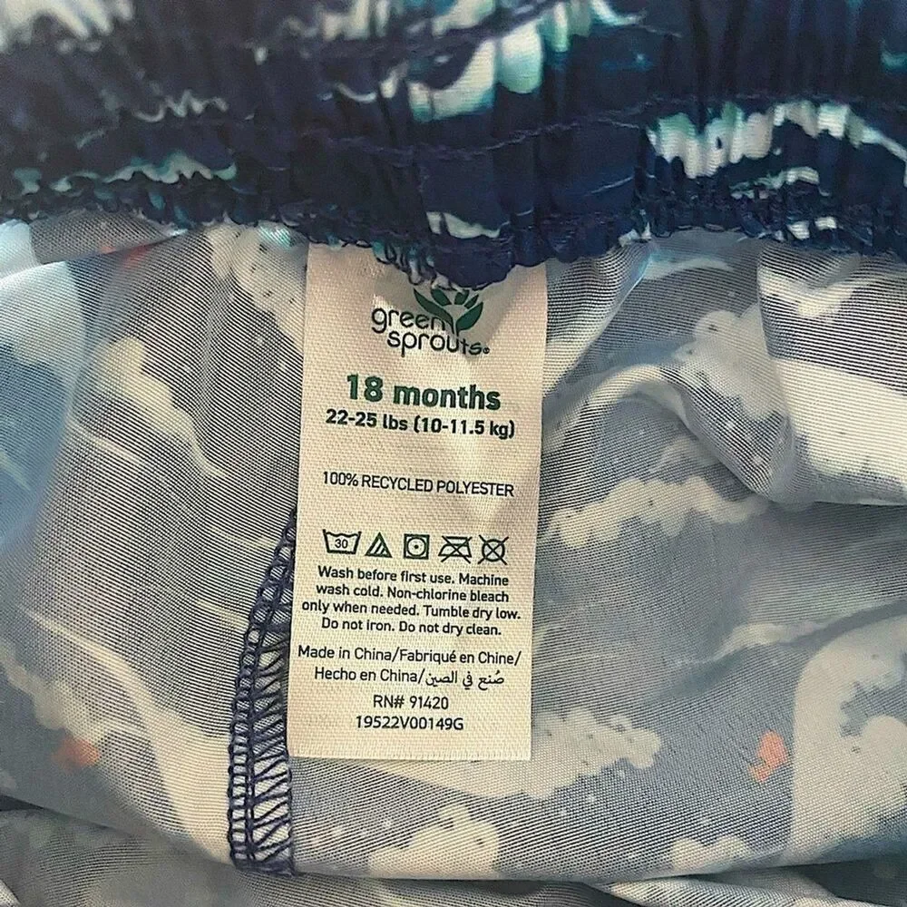 Baby/Toddler 18 Months Swim Trunks Easy Change Eco Coastal Beach Tropical